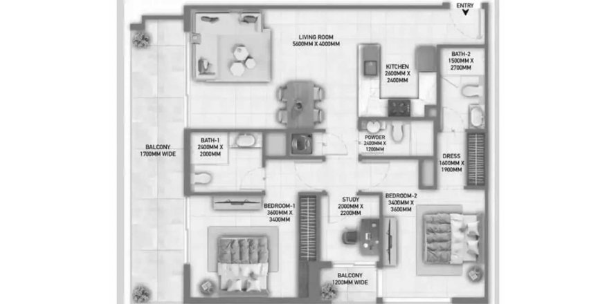 Apartament në Blossom 40 në Majan, Dubai, Emiratet e Bashkuara Arabe 2 dhoma gjumi, 113.43 m2. № 715505