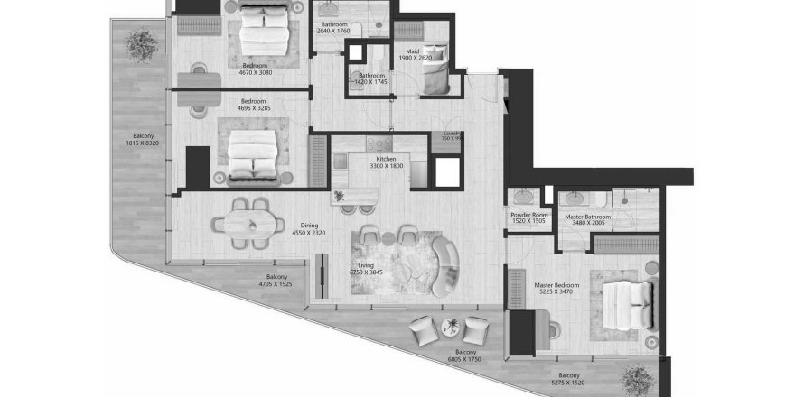 Lägenhet i Maritime City, Dubai, UAE 3 sovrum, 179.24 kvm Nr. 659749