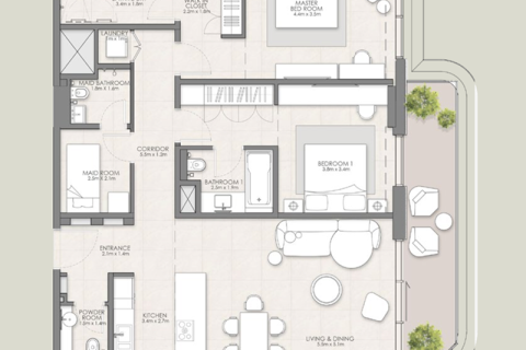 Huoneisto Al Reem Island, Abu Dhabi, Arabiemiraatit 1 makuuhuone, 70 m2 № 732533 - kuva 8