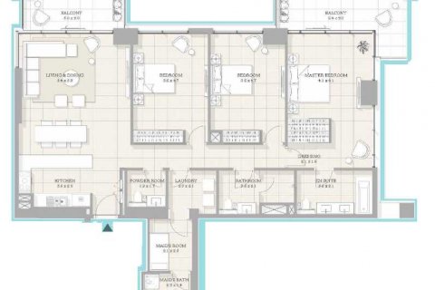 Huoneisto BLUEWATERS BAY Jumeirah Beach Residence, Dubai, Arabiemiraatit 3 makuuhuonetta, 185 m2 № 637319 - kuva 3