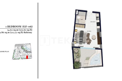 Huoneisto Jumeirah Village Circle, Dubai, Arabiemiraatit 1 makuuhuone, 69 m2 № 730835 - kuva 21