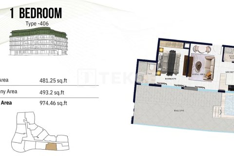 Huoneisto Jumeirah Village Circle, Dubai, Arabiemiraatit 1 makuuhuone, 69 m2 № 730835 - kuva 22