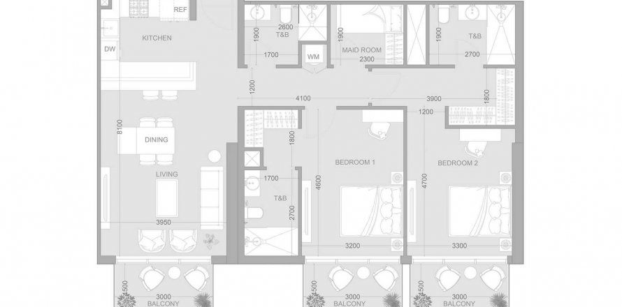 Byt v 1WOOD Residence 2 v Jumeirah Village Circle, Dubai, SAE 2 ložnice, 121.47 m² Č.: 634416
