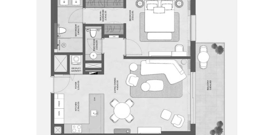 Dubai、UAEにあるマンション 1ベッドルーム、82.68 m2 No719533
