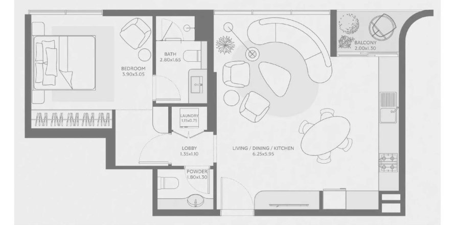 Apartman u Symphony By Chaimaa u gradu Majan, Dubai, UAE 1 spavaća soba, 68 m2 Br. 718914