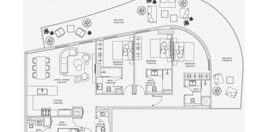 Byt v Rivage v Al Reem Island, Abu Dhabi, SAE 3 ložnice, 211.35 m² Č.: 564876