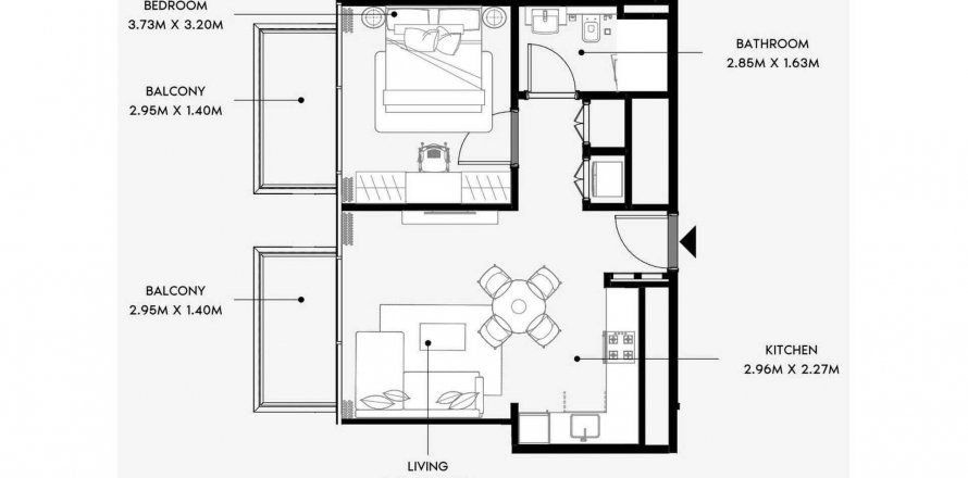 Korter asukohaga Azizi Wares asukohaga Jebel Ali, Dubai, AÜE: 1 magamistoaga, 58.31 m² Nr 634095