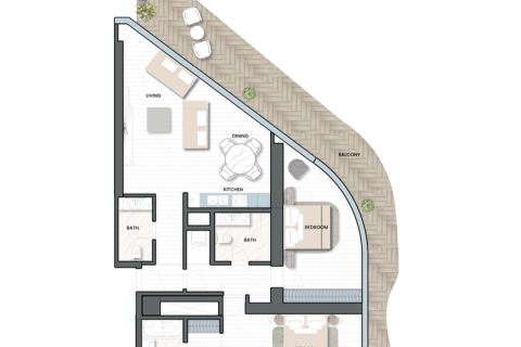 Apartman u Al Marjan Island, Ras Al Khaimah, UAE 1 spavaća soba, 77 m2 Br. 690041 - fotografija 11
