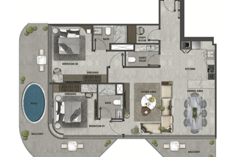 דירה למכירה ב Dubai, איחוד האמירויות  1 חדר שינה, מספר 690037 - תמונה 5