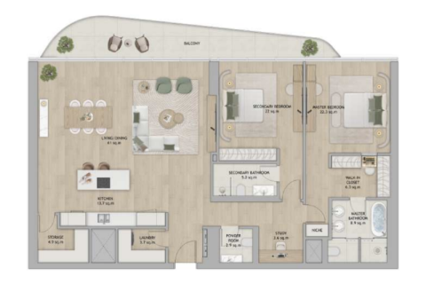 Apartman na Saadiyat Island, Abu Dhabi, UAE 1 spavaća soba, 100 m2 Br. 690040 - fotografija 8