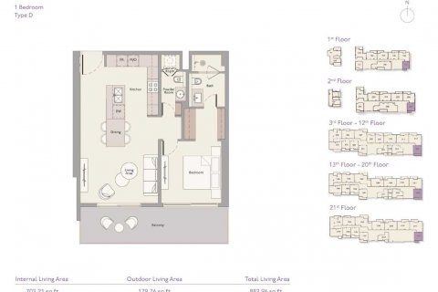 Byt v THE HIGHBURY v Mohammed Bin Rashid City, Dubai, SAE 1 ložnice, 82 m² Č.: 637383 - fotografie 4