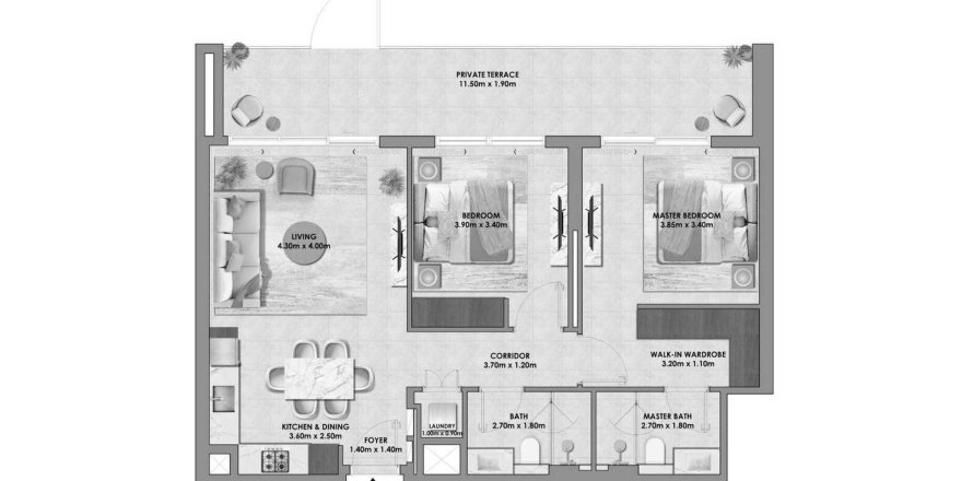 Apartman u Palace Residences Hillside u gradu Dubai, UAE 2 spavaće sobe, 110.62 m2 Br. 650711