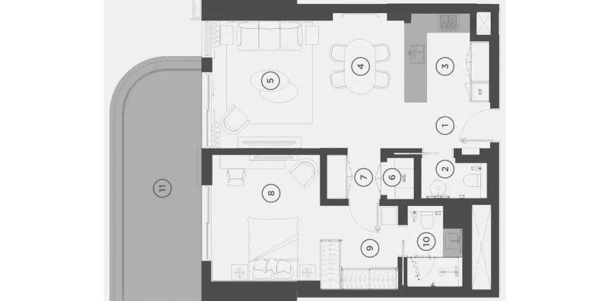 Apartament w Al Reem Island, Abu Dhabi, ZEA 1 sypialnia, 88.63 mkw. nr 740722