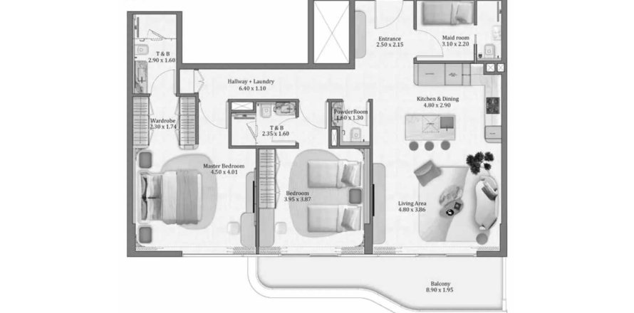 Dzīvoklis Flow Residences Dubaijā, AAE 2 istabas, 131.26 m2 Nr. 709610