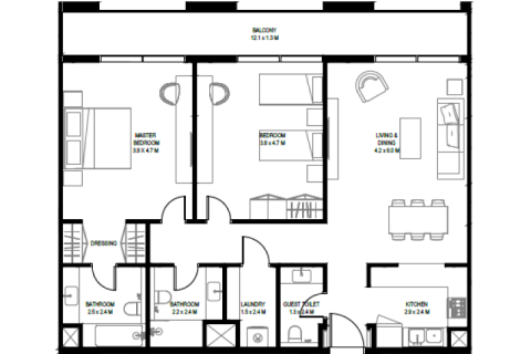 Apartmán v Aljada, Sharjah, SAE 1 spálňa, 77 m2 č. 689921 - Fotografia 5