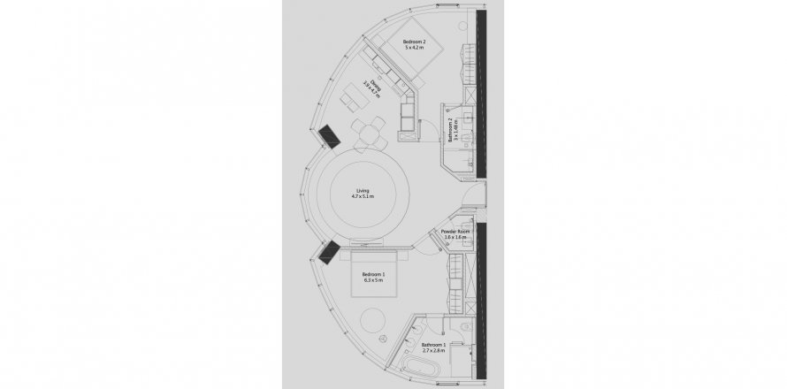Apartament në THE PAD në Business Bay, Dubai, Emiratet e Bashkuara Arabe 2 dhoma gjumi, 113 m2. № 631971