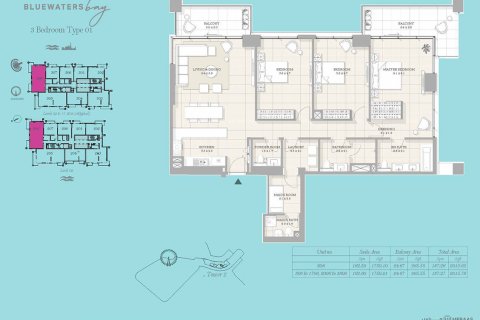 Apartment in BLUEWATERS BAY in Jumeirah Beach Residence, Dubai, UAE 2 bedrooms, 91 sq.m. № 704906 - photo 9