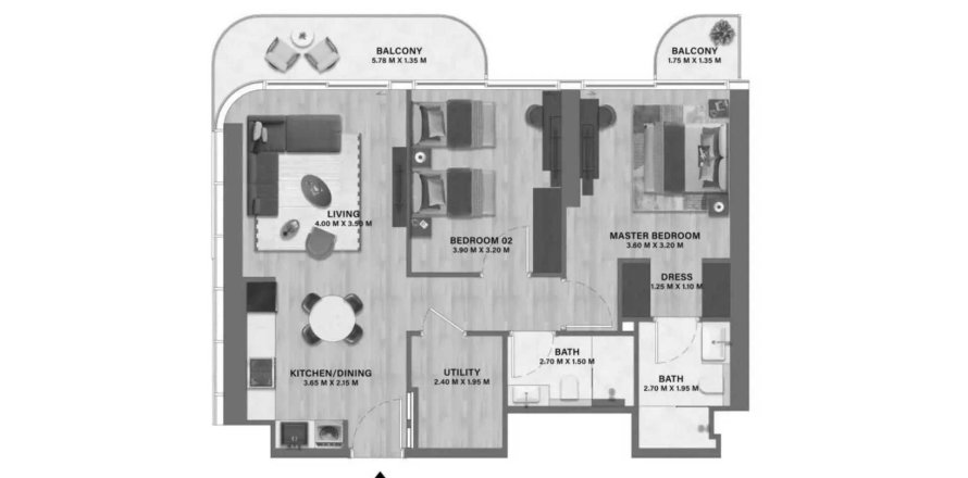 Appartement in Motor City, Dubai, VAE 2 slaapkamers, 92.07 vr.m. nr 712127