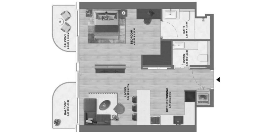 Appartement in Motor City, Dubai, VAE 1 slaapkamer, 62.15 vr.m. nr 712124