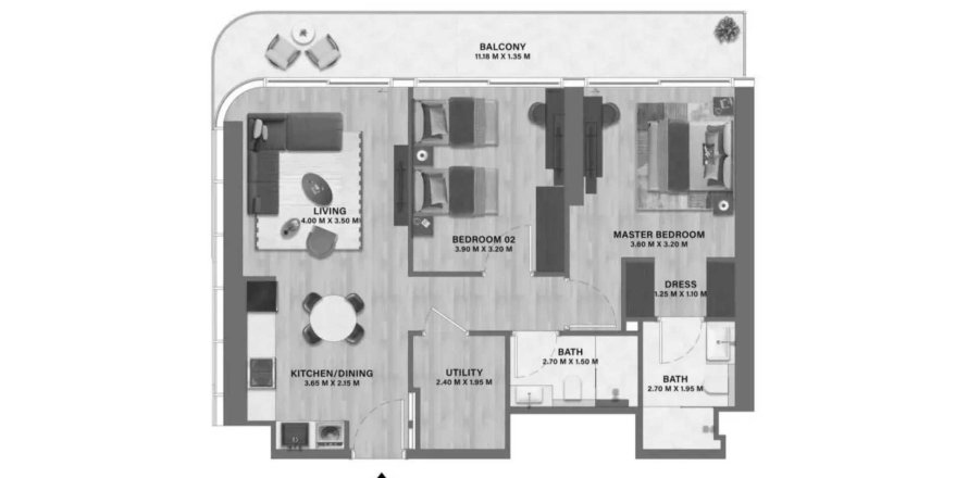 Appartement in Motor City, Dubai, VAE 2 slaapkamers, 97.92 vr.m. nr 712126