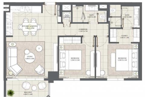 Apartament në Ras Al Khor, Dubai, Emiratet e Bashkuara Arabe 2 dhoma gjumi, 95 m2. № 636951 - Foto 3