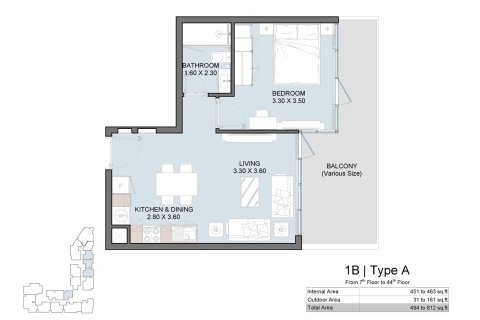 Apartament na sprzedaż w Al Reem Island, Abu Dhabi, ZEA 1 sypialnia, 53 mkw., nr 728619 - zdjęcie 7