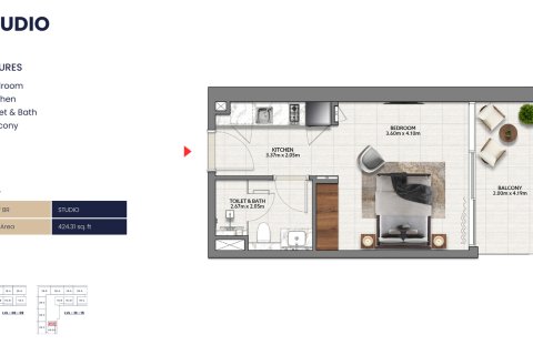 Byt v MALLSIDE RESIDENCES v Dubai Hills Estate, SAE 1 pokoj, 39 m² Č.: 728616 - fotografie 4