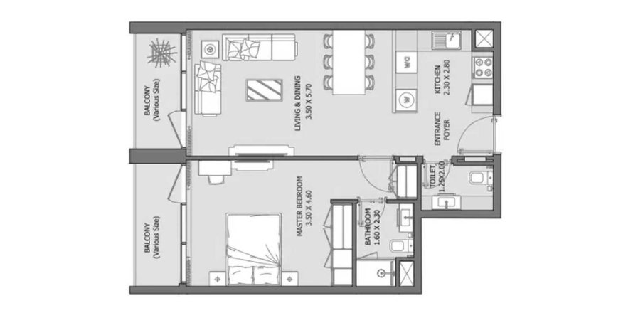 Apartment i Dubai Investment Park, Dubai, UAE 1 soveværelse, 68.56 kvm № 718382
