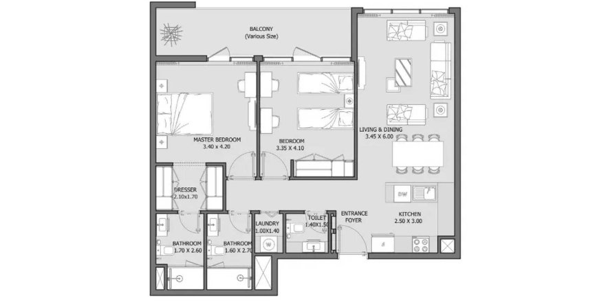 Apartment i Dubai Investment Park, Dubai, UAE 2 soveværelser, 99.5 kvm № 718386