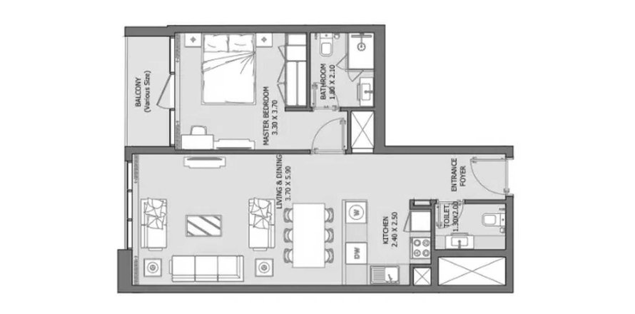 Apartament në VERDANA X në Dubai Investment Park, Emiratet e Bashkuara Arabe 1 dhomë gjumi, 62.9 m2. № 718383
