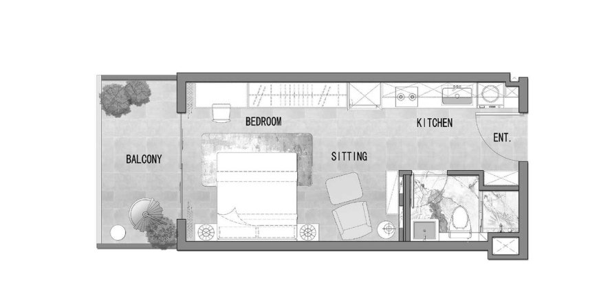 Dzīvoklis Listone Residence International City, Dubaijā, AAE 1 istaba, 35 m2 Nr. 698694