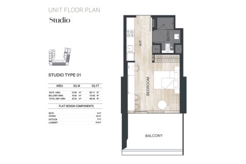 Apartment in Al Jaddaf, Dubai, UAE 1 room, 33 sq.m. № 728460 - photo 10