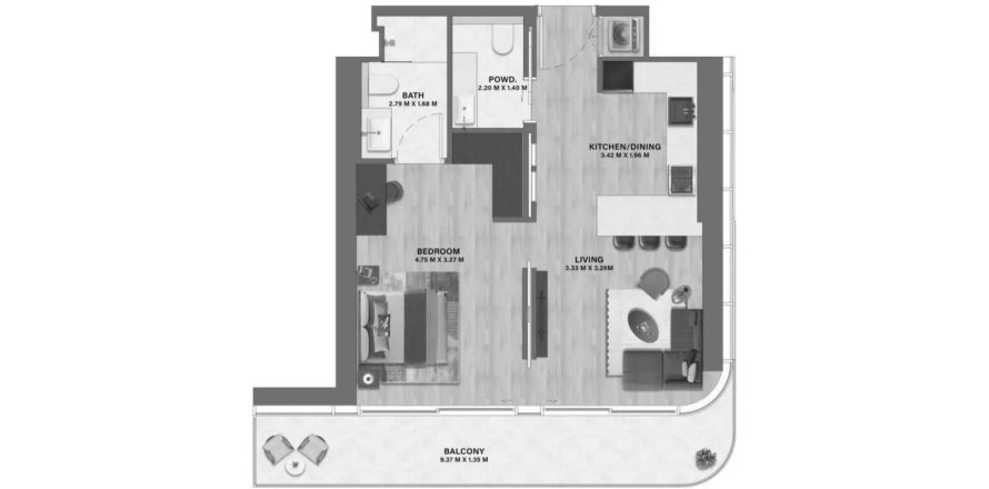 Appartement in Motor City, Dubai, VAE 1 slaapkamer, 69.31 vr.m. nr 712121