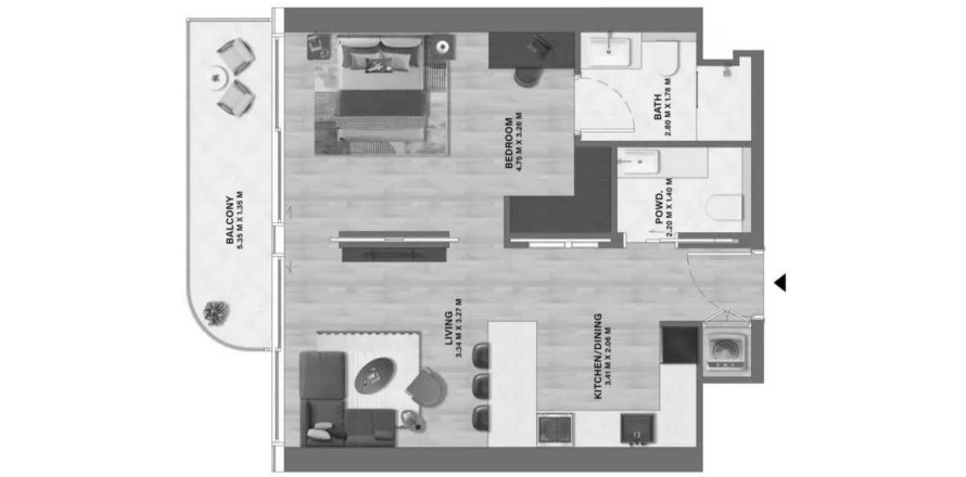 Appartement in Motor City, Dubai, VAE 1 slaapkamer, 62.43 vr.m. nr 712122