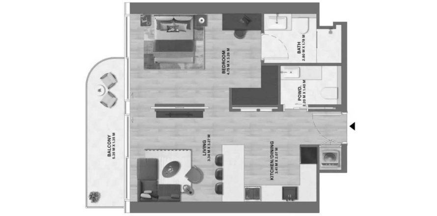 Appartement in Motor City, Dubai, VAE 1 slaapkamer, 62.43 vr.m. nr 712123