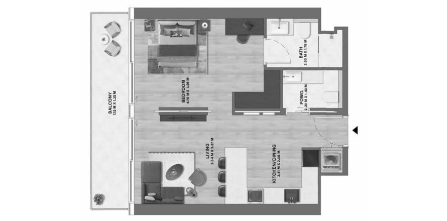 Appartement in Motor City, Dubai, VAE 1 slaapkamer, 65.31 vr.m. nr 712120