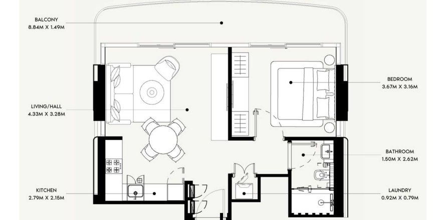 Apartamento en Al Jaddaf, Dubai, EAU 1 dormitorio, 60.83 m² № 634024
