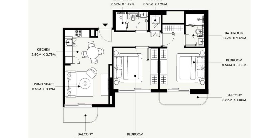 Apartamento en Al Jaddaf, Dubai, EAU 2 dormitorios, 78.32 m² № 634025
