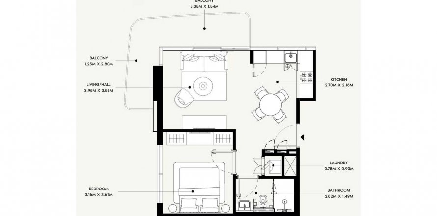 Apartment in Azizi David in Al Jaddaf, Dubai, UAE 1 bedroom, 60.42 sq.m. № 634022