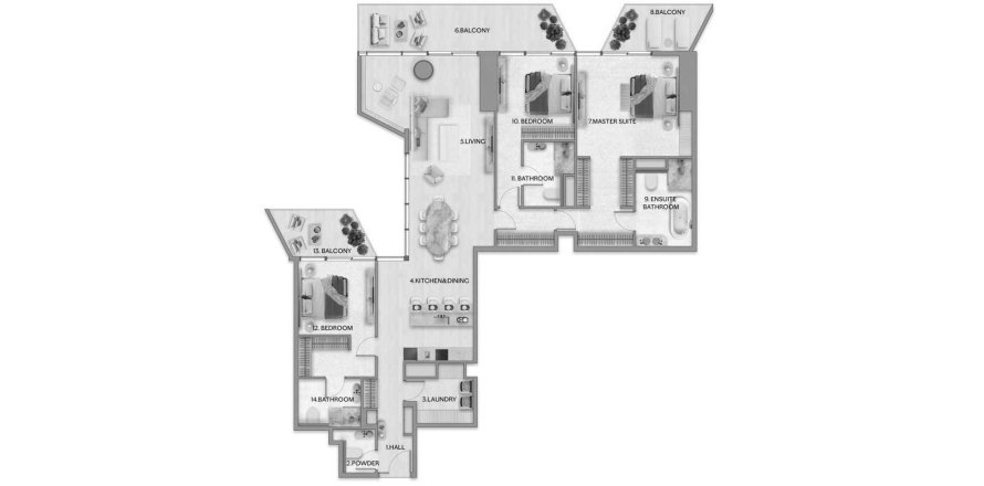 Apartment i Al Reem Island, Abu Dhabi, UAE 3 soveværelser, 219 kvm № 688126