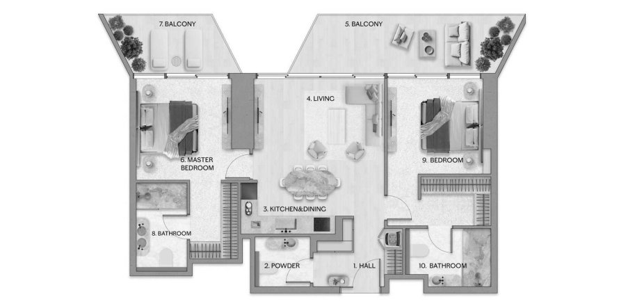 Apartment i Al Reem Island, Abu Dhabi, UAE 2 soveværelser, 110 kvm № 688124
