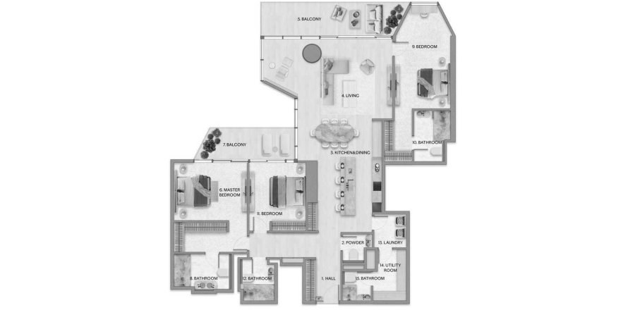 Apartment i Al Reem Island, Abu Dhabi, UAE 3 soveværelser, 230 kvm № 688127