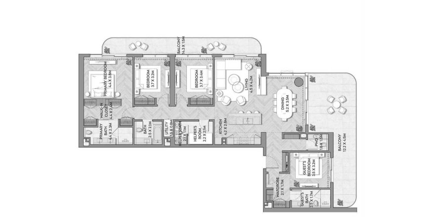Apartament în Mina Al Arab, Ras Al Khaimah, EAU 4 dormitoare, 256 mp. №685717