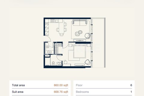 Apartmen di Dubai, UAE 1 bilik, 52 meter persegi № 730811 - foto 24