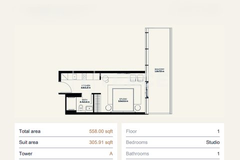 Apartmen di Dubai, UAE 1 bilik, 52 meter persegi № 730811 - foto 23