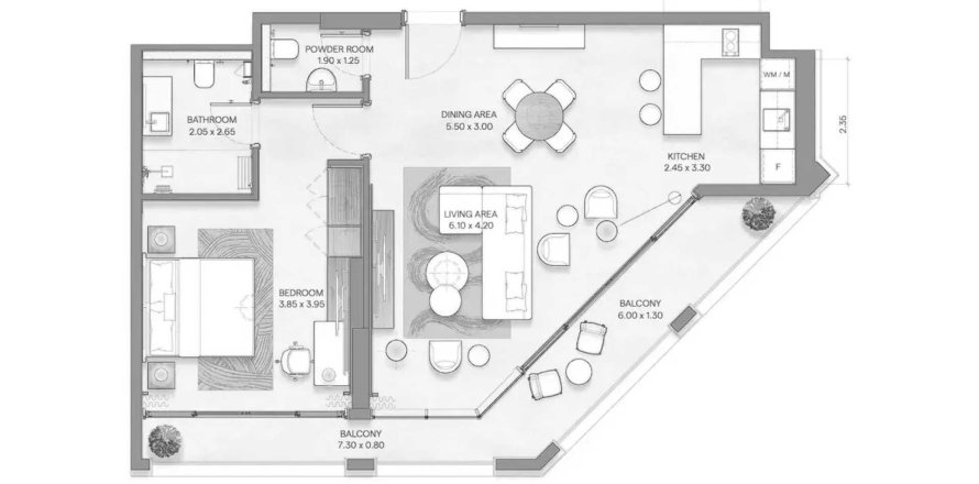 Wohnung in Saadiyat Island, Abu Dhabi, VAE: 1 Schlafzimmer, 90.09 m2 Nr. 498125