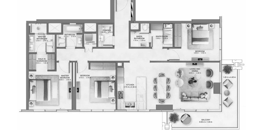 Apartment i DIFC, Dubai, UAE 3 soveværelser, 176.33 kvm № 721067