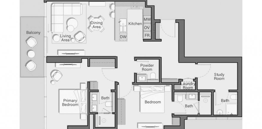 Apartment in Belmore Residences in Nadd Al Sheba, Dubai, UAE 2 bedrooms, 123.97 sq.m. № 634115
