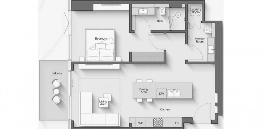 Apartment in Riverton House in Nadd Al Sheba, Dubai, UAE 1 bedroom, 74.1 sq.m. № 634127