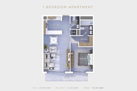 Huoneisto Al Hamra Village, Ras Al Khaimah, Arabiemiraatit 1 makuuhuone, 76 m2 № 656659 - kuva 2